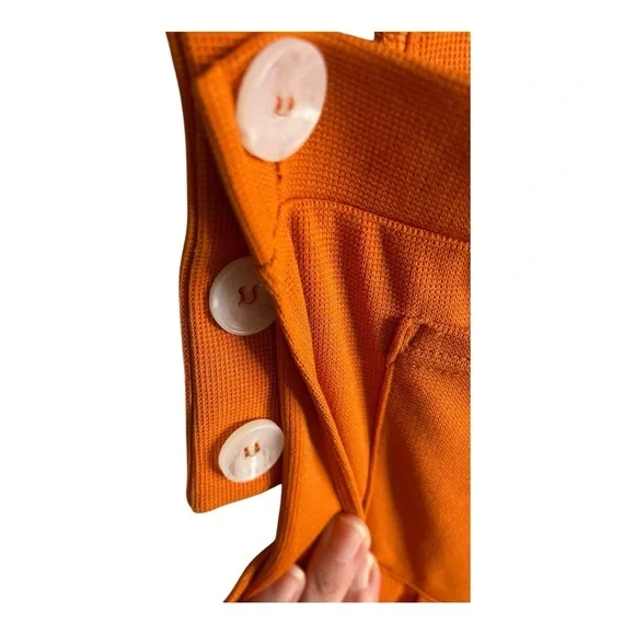 Halara Adjustable Strap Button Front Waffle Casual Overalls in Apricot Orange XS - Picture 10 of 11